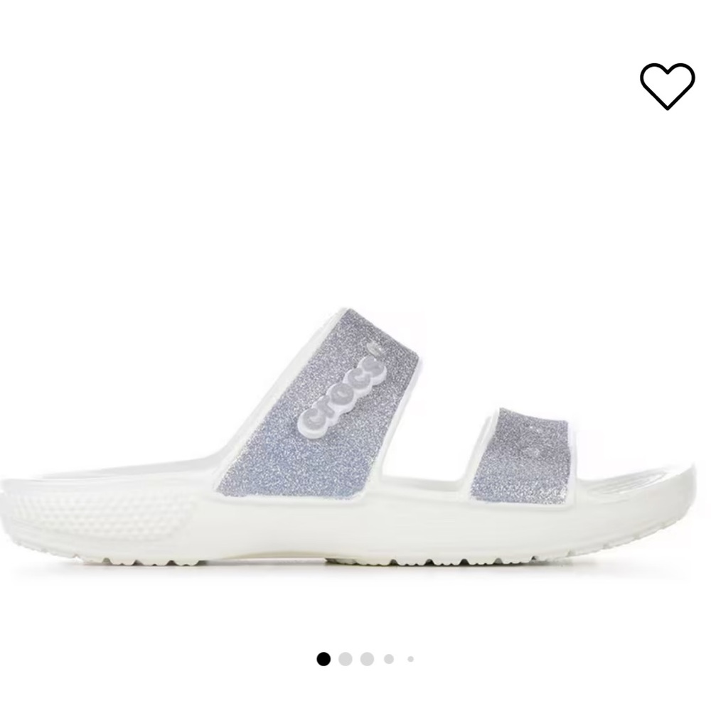 CROCS Women's Classic Glitter II Sandals - White and Silver